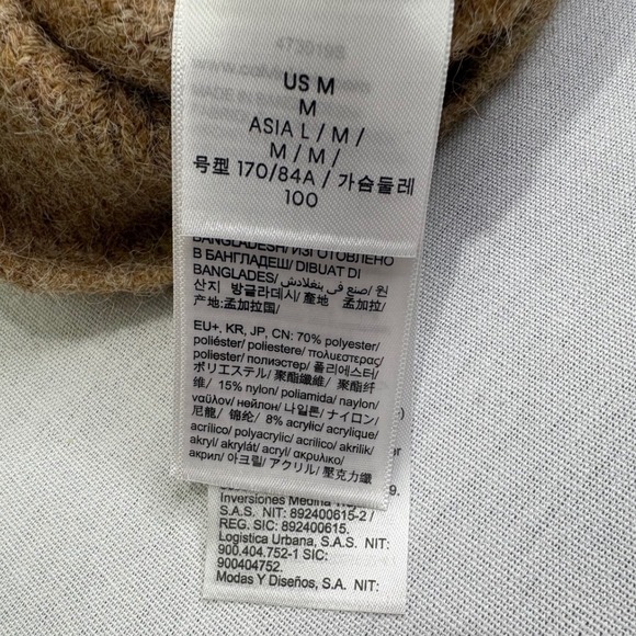 Calvin Klein Womens Medium Camel Brown Fuzzy Knit Sweater Wide Sleeve NWOT - Picture 9 of 9